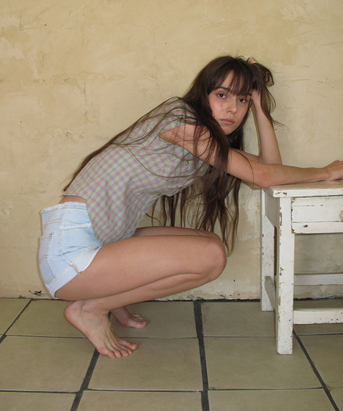 CENTAUR.KR(セントール)の「LACE-UP CUT OFF DENIM SHORTS_LIGHT BLUE(デニムパンツ・レディース・その他・SMALL/MEDIUM)」の5枚目の写真