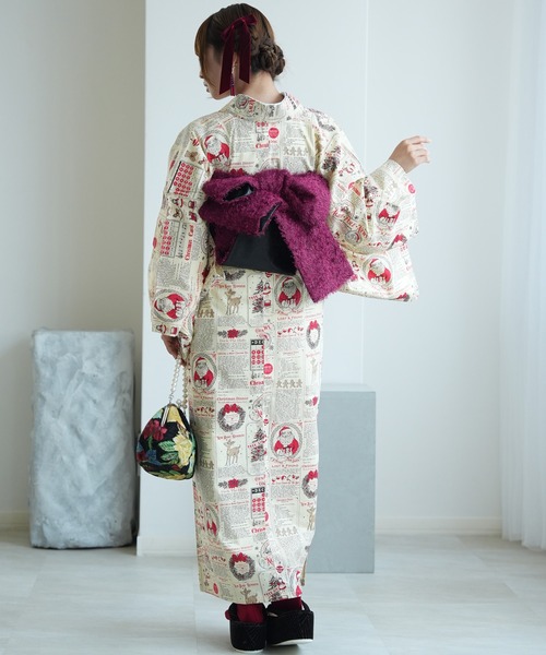 utatane(ウタタネ)の「着物 単衣 ニコアンティーク ホリデーメモリアルプレス クリーム(着物・レディース・ベージュ・FREE)」の4枚目の写真