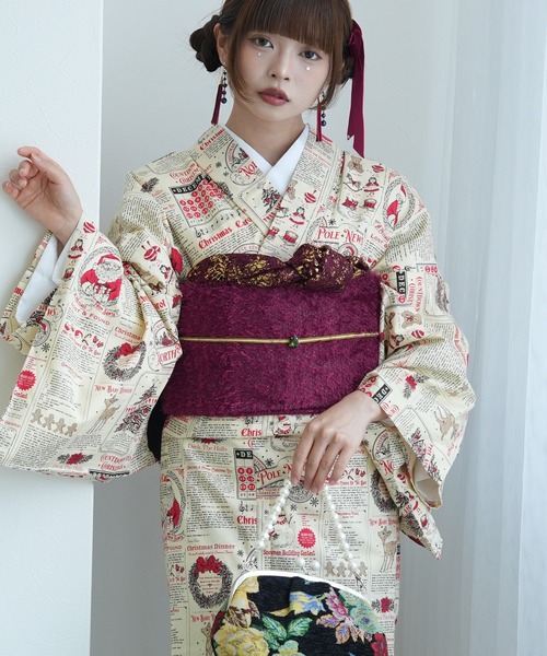 utatane(ウタタネ)の「着物 単衣 ニコアンティーク ホリデーメモリアルプレス クリーム(着物・レディース・ベージュ・FREE)」の5枚目の写真