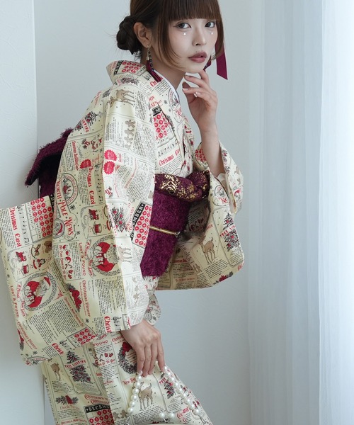 utatane(ウタタネ)の「着物 単衣 ニコアンティーク ホリデーメモリアルプレス クリーム(着物・レディース・ベージュ・FREE)」の6枚目の写真
