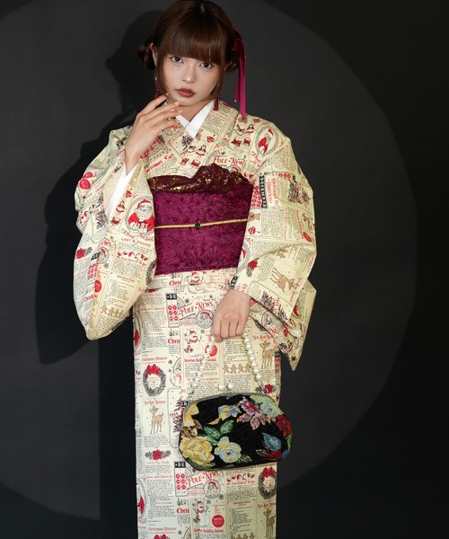 utatane(ウタタネ)の「着物 単衣 ニコアンティーク ホリデーメモリアルプレス クリーム(着物・レディース・ベージュ・FREE)」の7枚目の写真