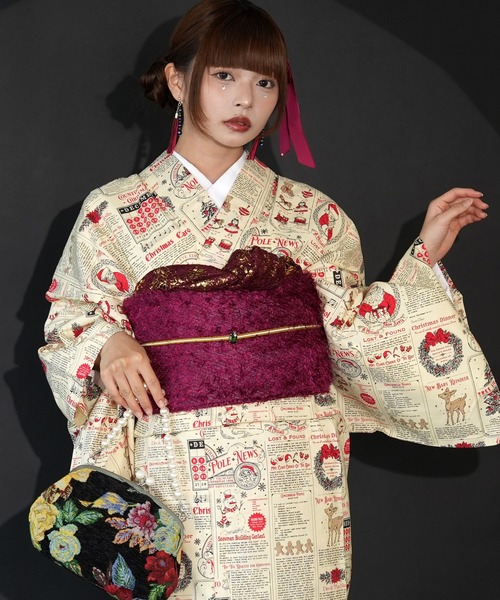 utatane(ウタタネ)の「着物 単衣 ニコアンティーク ホリデーメモリアルプレス クリーム(着物・レディース・ベージュ・FREE)」の8枚目の写真