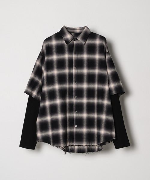 AIVER(アイバー)の「AIVER ワッフルレイヤードオンブレチェックシャツ(シャツ/ブラウス・メンズ・ブラック×ホワイト/ブラック×ブラック・LARGE/SMALL/MEDIUM)」の17枚目の写真