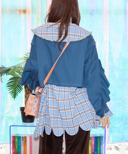 HELLO.SANFRANCISCO（ハローサンフランシスコ）の「【HELLO.SANFRANCISCO】フラワーフリルクロップドスウェット（スウェット・レディース・ネイビー/オレンジ/アイボリー・ONE SIZE）」の14枚目の写真