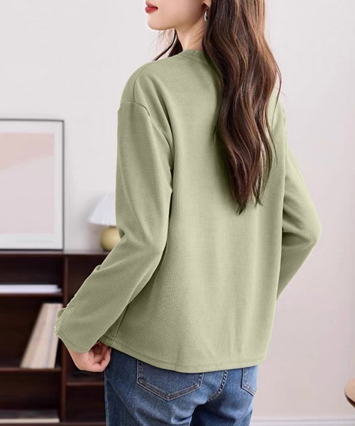 ONEP STAR（ワンピスター）の「袖口ボタン付きワッフルサーマル長袖プルオーバー（Tシャツ/カットソー・レディース・グリーン・MEDIUM/LARGE/X-LARGE）」の9枚目の写真