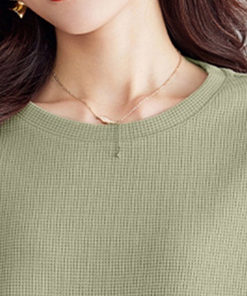 ONEP STAR（ワンピスター）の「袖口ボタン付きワッフルサーマル長袖プルオーバー（Tシャツ/カットソー・レディース・グリーン・MEDIUM/LARGE/X-LARGE）」の10枚目の写真