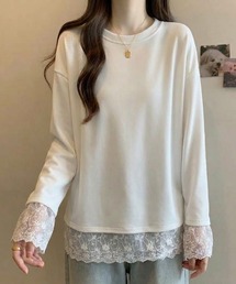 裾カフスレースロンT
