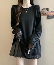 裾カフスレースロンT