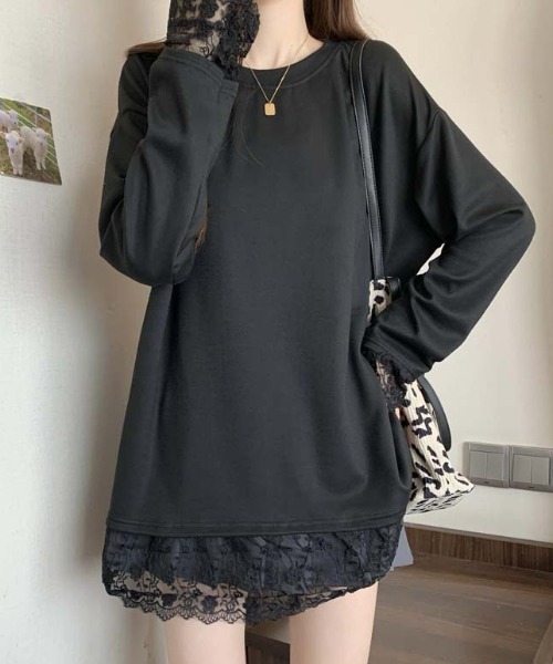 roomy(ルーミー)の「裾カフスレースロンT(Tシャツ/カットソー・レディース・ブラック/オフホワイト・FREE)」の10枚目の写真
