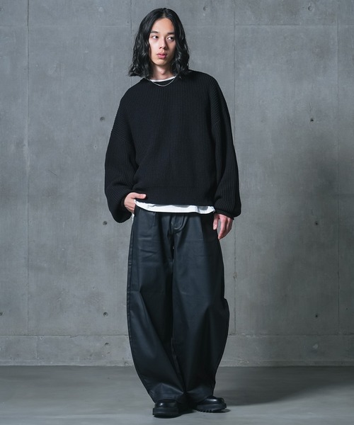 MDR(エムディアール)の「フェイクレザーバレルレッグパンツ【セットアップ対応】(その他パンツ・メンズ・ブラック・L/M)」の11枚目の写真