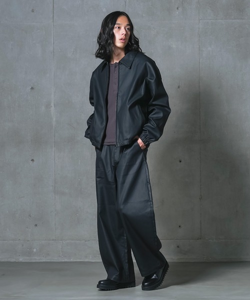 MDR(エムディアール)の「フェイクレザーバレルレッグパンツ【セットアップ対応】(その他パンツ・メンズ・ブラック・L/M)」の2枚目の写真