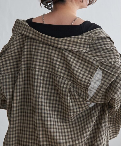 VENCEEXCHANGE(ヴァンスエクスチェンジ)の「カップ付きオフショルプルオーバー(Tシャツ/カットソー・レディース・杢グレー/ブラウン/ブラック/オフホワイト/ネイビー・FREE)」の14枚目の写真