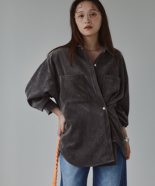210nouve(トゥージュヌーブ)の「【3WAY】コーデュロイ ビッグ シャツ ジャケット(シャツ/ブラウス・レディース・チャコールグレー/ベージュ/アイボリー・FREE)」の3枚目の写真