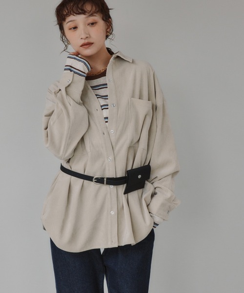 210nouve(トゥージュヌーブ)の「【3WAY】コーデュロイ ビッグ シャツ ジャケット(シャツ/ブラウス・レディース・チャコールグレー/ベージュ/アイボリー・FREE)」の18枚目の写真