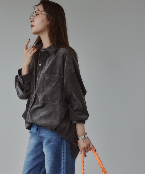210nouve(トゥージュヌーブ)の「【3WAY】コーデュロイ ビッグ シャツ ジャケット(シャツ/ブラウス・レディース・チャコールグレー/ベージュ/アイボリー・FREE)」の6枚目の写真