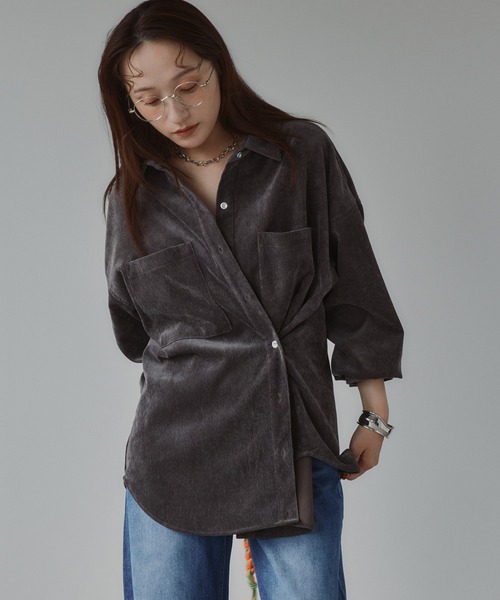 210nouve(トゥージュヌーブ)の「【3WAY】コーデュロイ ビッグ シャツ ジャケット(シャツ/ブラウス・レディース・チャコールグレー/ベージュ/アイボリー・FREE)」の8枚目の写真