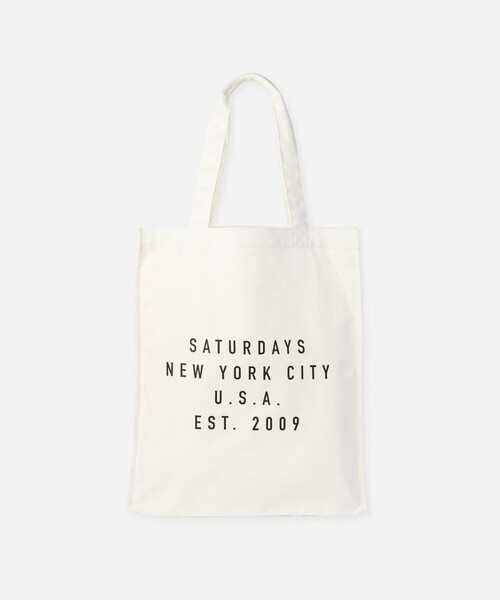 Saturdays NYC(サタデーズ ニューヨークシティ )の「Established USA Tote Bag(トートバッグ・メンズ・オフホワイト/ブラック・FREE)」の2枚目の写真