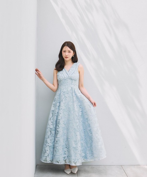 polaura(ポローラ)の「ブロッサムベールカシュクールワンピース(ワンピース・レディース・サックスブルー・S/M)」の1枚目の写真