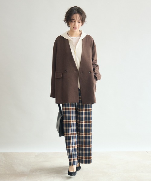 Pillini(ピリーニ)の「カットツイル裏起毛チェックプリーツパンツ(その他パンツ・レディース・ネイビー/ブラウン・MEDIUM)」の10枚目の写真