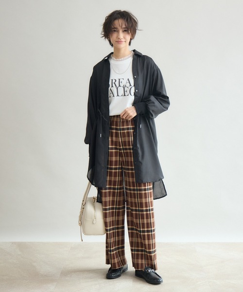 Pillini(ピリーニ)の「カットツイル裏起毛チェックプリーツパンツ(その他パンツ・レディース・ネイビー/ブラウン・MEDIUM)」の20枚目の写真