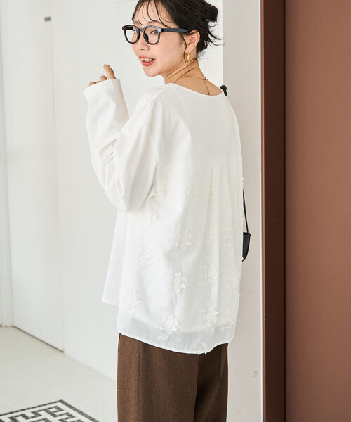 FREAK'S STORE(フリークスストア)の「限定展開 3D レース ドッキング ロングスリーブ トップス(Tシャツ/カットソー・レディース・ブラック/ブラウン/オフホワイト・フリ-)」の14枚目の写真
