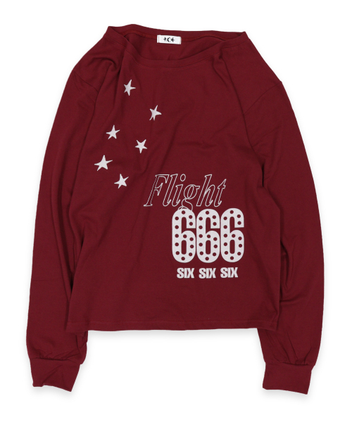 DEFYCLUBROBBERS(ディファイクラブロバース)の「FLIGHT 666 ボートネック ワンショルダー ロングスリーブ バーガンディ(Tシャツ/カットソー・レディース・その他・FREE)」の6枚目の写真