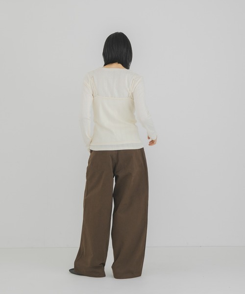 KBF(ケイビーエフ)の「アイレットキャミレイヤードトップス(Tシャツ/カットソー・レディース・ダークブラウン/グレー系その他/アイボリー・ONE)」の10枚目の写真