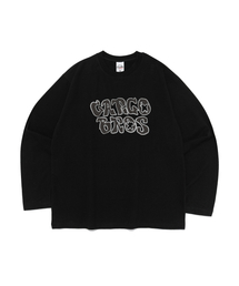 ヴィンテージバブルレタリングロングスリーブTシャツ(ブラック)