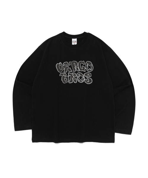 CARGOBROS FOR WOMAN(カーゴブロスフォーウィメン)の「ヴィンテージバブルレタリングロングスリーブTシャツ(ブラック)(Tシャツ/カットソー・レディース・その他・SMALL/MEDIUM/LARGE/X-LARGE)」の1枚目の写真