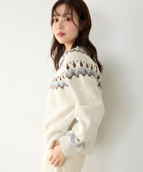 le.coeur blanc(ルクールブラン)の「求心柄ジャガードニット(ニット/セーター・レディース・オフホワイト/グレー・38)」の6枚目の写真