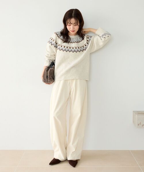 le.coeur blanc(ルクールブラン)の「求心柄ジャガードニット(ニット/セーター・レディース・オフホワイト/グレー・38)」の8枚目の写真