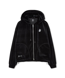 レディース スパンベルベットフードジップアップ