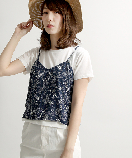 WEGO（ウィゴー）の「WEGO/キャミソールレイヤードTシャツ（キャミソール・レディース・オフホワイト/その他1/その他2/ブラック/ライトベージュ/ピンク・FREE）」の5枚目の写真