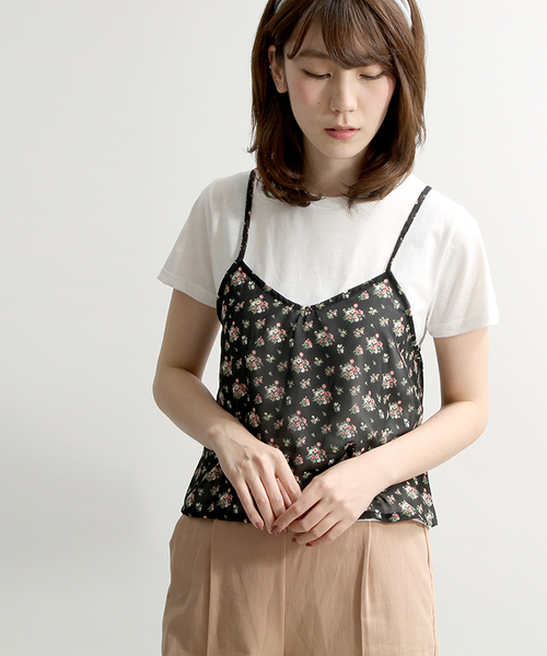 WEGO（ウィゴー）の「WEGO/キャミソールレイヤードTシャツ（キャミソール・レディース・オフホワイト/その他1/その他2/ブラック/ライトベージュ/ピンク・FREE）」の6枚目の写真