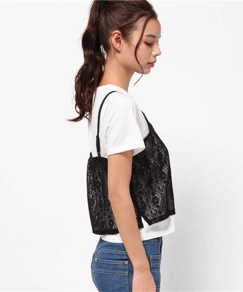 WEGO（ウィゴー）の「WEGO/キャミソールレイヤードTシャツ（キャミソール・レディース・オフホワイト/その他1/その他2/ブラック/ライトベージュ/ピンク・FREE）」の8枚目の写真