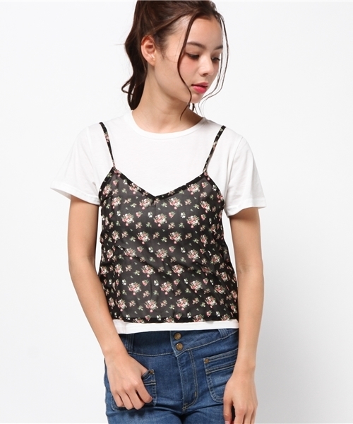 WEGO（ウィゴー）の「WEGO/キャミソールレイヤードTシャツ（キャミソール・レディース・オフホワイト/その他1/その他2/ブラック/ライトベージュ/ピンク・FREE）」の13枚目の写真