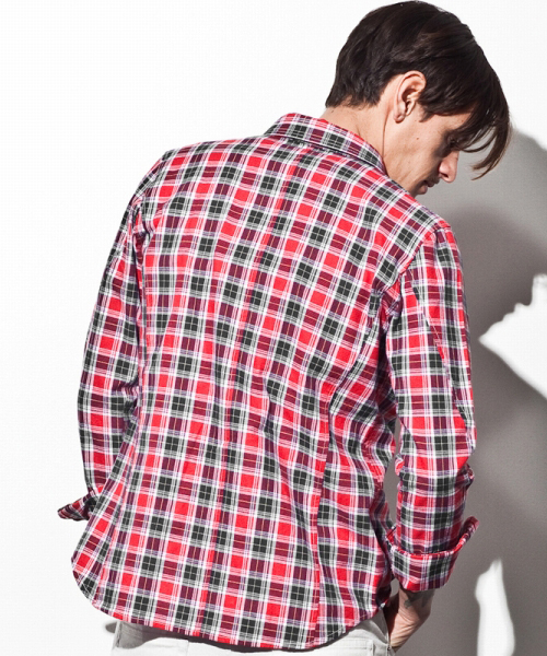 VADEL（バデル）の「3ホックチェックシャツ（シャツ/ブラウス・メンズ・ブルー/レッド・SMALL/MEDIUM/LARGE）」の4枚目の写真