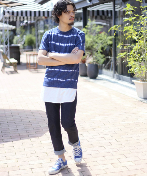 Denime(ドゥニーム)の「タイダイボーダーTシャツ(Tシャツ/カットソー・メンズ・ブルー/ネイビー・LARGE/MEDIUM/SMALL)」の9枚目の写真