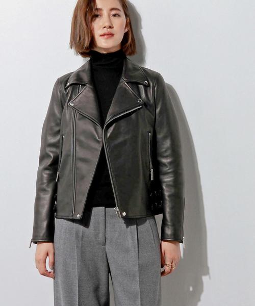 新品未使用　ユナイテッドアローズ　ライダース　本革　レディース　40 L UNITED ARROWS（ユナイテッドアローズ）の「○UAW レザー ライダース