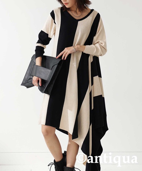 antiqua（アンティカ）の「変形ニットボーダーワンピース（ワンピース・レディース・ブラック系その他・M）」の11枚目の写真