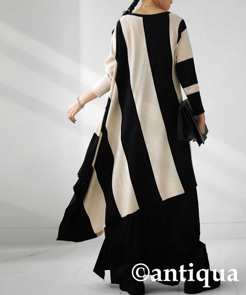 antiqua（アンティカ）の「変形ニットボーダーワンピース（ワンピース・レディース・ブラック系その他・M）」の10枚目の写真