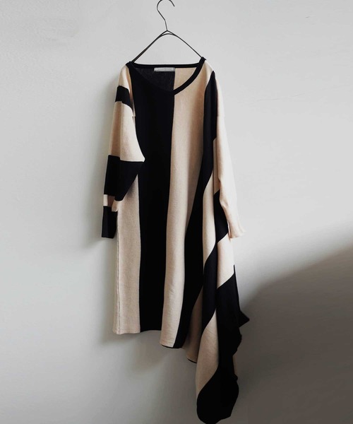 antiqua（アンティカ）の「変形ニットボーダーワンピース（ワンピース・レディース・ブラック系その他・M）」の12枚目の写真