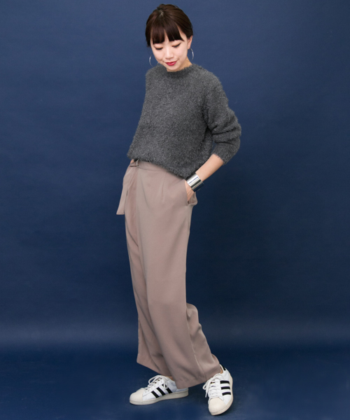 KBF+（ケービーエフプラス）の「KBF+ フェザーヤーン2wayニット（ニット/セーター・レディース・グレー系その他/ライトベージュ/パープル・ONE）」の5枚目の写真