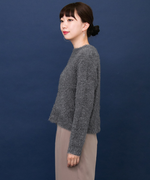 KBF+（ケービーエフプラス）の「KBF+ フェザーヤーン2wayニット（ニット/セーター・レディース・グレー系その他/ライトベージュ/パープル・ONE）」の10枚目の写真