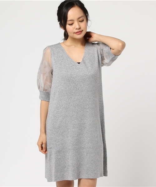 Mercuryduo マーキュリーデュオ の フロッキースリーブニットワンピース ワンピース Wear