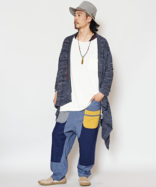 チャイハネ（チャイハネ）の「【チャイハネ】yul ジャガードコットンニットドレープカーディガン（ユニセックス）（カーディガン/ボレロ・メンズ・ベージュ/ホワイト/ブラック/ブルー/ダークブラック/オレンジ・FREE）」の18枚目の写真