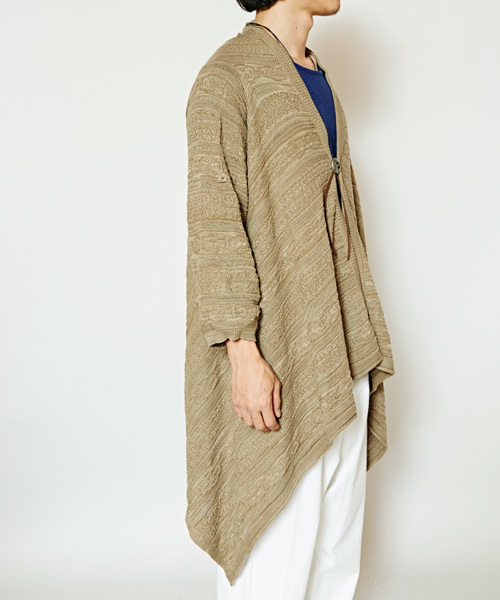 チャイハネ（チャイハネ）の「【チャイハネ】yul ジャガードコットンニットドレープカーディガン（ユニセックス）（カーディガン/ボレロ・メンズ・ベージュ/ホワイト/ブラック/ブルー/ダークブラック/オレンジ・FREE）」の16枚目の写真