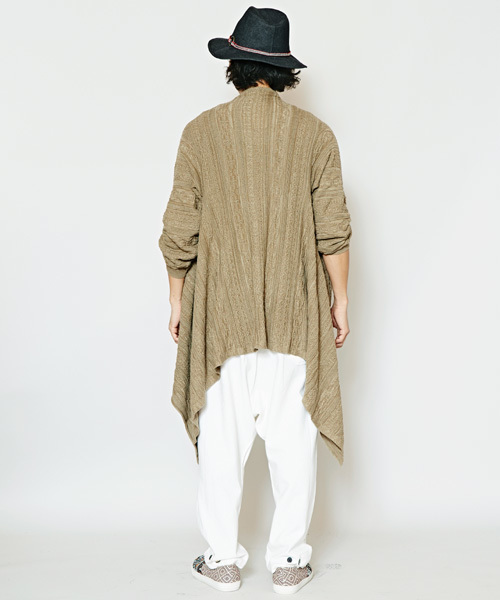 チャイハネ（チャイハネ）の「【チャイハネ】yul ジャガードコットンニットドレープカーディガン（ユニセックス）（カーディガン/ボレロ・メンズ・ベージュ/ホワイト/ブラック/ブルー/ダークブラック/オレンジ・FREE）」の17枚目の写真