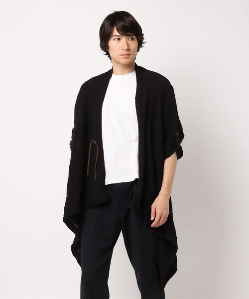 チャイハネ（チャイハネ）の「【チャイハネ】yul ジャガードコットンニットドレープカーディガン（ユニセックス）（カーディガン/ボレロ・メンズ・ベージュ/ホワイト/ブラック/ブルー/ダークブラック/オレンジ・FREE）」の9枚目の写真