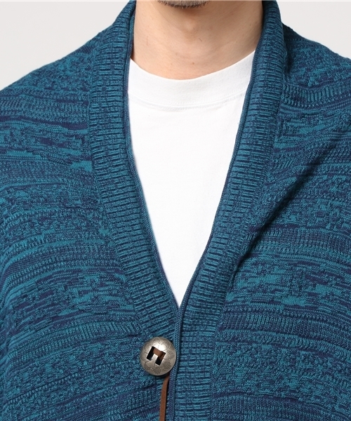 チャイハネ（チャイハネ）の「【チャイハネ】yul ジャガードコットンニットドレープカーディガン（ユニセックス）（カーディガン/ボレロ・メンズ・ベージュ/ホワイト/ブラック/ブルー/ダークブラック/オレンジ・FREE）」の10枚目の写真